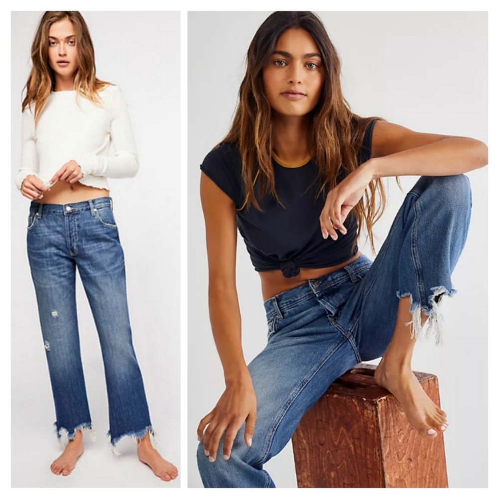 FREE PEOPLE Maggie Mid Rise Straight Leg Jeans